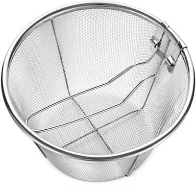 China Metal Wholesale Stainless Steel Frying Basket Mesh Basket Foldable Strainer Net Food Colander Kitchen Cooking Tools for sale