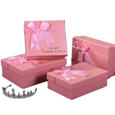 China Wholesale Custom Wholesale Printing Bow Birthday Logo Recyclable Factory Black Luxury Empty Packing Box Gift Box Handmade Paper Boxes for sale