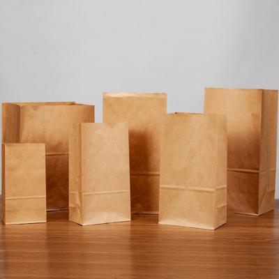 China Factory Recyclable Custom Square Bottom Kraft Paper Bag Oil-proof Coated Cake Kraft Paper Bags Toast Bread Taker for sale