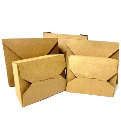 China Recyclable Custom Logo Printing Food Take Away Food Grade Brown Kraft Paper Lunch Box for sale