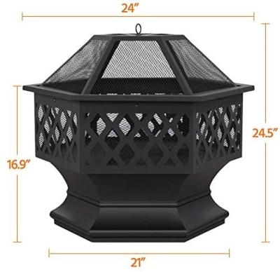 China Camping Hexagon Hexagon Fire Pit Fireplace Wood Coal Burning Outdoor Mine Fire Bowl Hex Shaped for sale