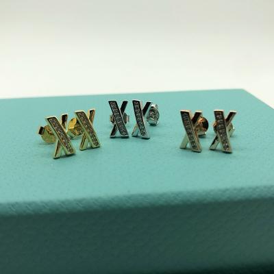 China S925 punk Sterling Silver Diamond Cross Earrings rose gold women's advanced fashion exquisite letter X earrings for sale