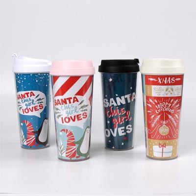 China High Quality Custom Made American Christmas Christmas Double Wall Style Plastic Coffee Mug for sale