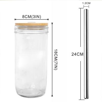 China BPA Free Wide Mouth Glass Tumbler Glass Water Bottle Travel Stocked Mug with Bamboo Lid and Silicone Protective Sleeve Straw zu verkaufen