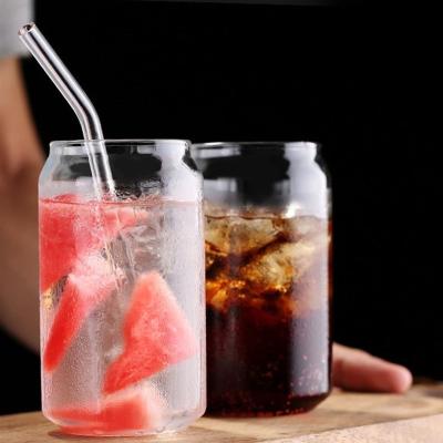 China Modern Wholesale Custom Sublimation White Clear Boba Tea Mug Can Shaped Glass Tumbler Cups With Lid Straw for sale