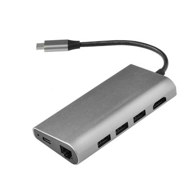 China Super Speed ​​Data Transfer Aluminum Plug Type C Usb HUB Multi 8 Ports Into 1 Micro USB C HUB SD Gray Usb C Adapter Hub For iPad Notebook Macbook Pro for sale