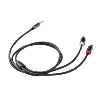 China Wear-resistance PVC jacket 3.5mm 2RCA aux cable. RCA Audio Cable 4.0mm OD Y Splitter 1/1.5/2/3M Audio Extension Cable For Speaker Computer for sale