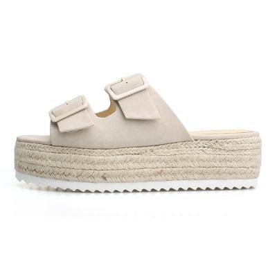 China Light Weight Women Sneakers Wedges Fashion Sandal PU Buckle Beige Jute Insole Outdoor Wedding Shoes 2020 for sale