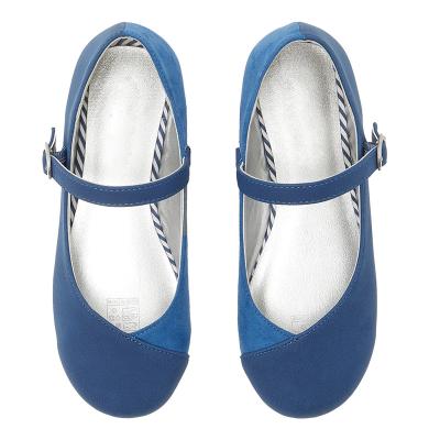 China Fashion Round Cheap Ballet Kids Foot Flats For Children Silver PU Striping Elastic Buckle Party Causal Shoes for sale