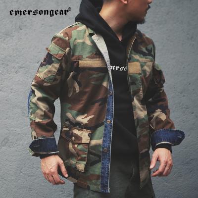 China Emersongear Waterproof Military Tactical Denim Jacket Men's Retro Style Fashion Quilted Military Jacket for sale