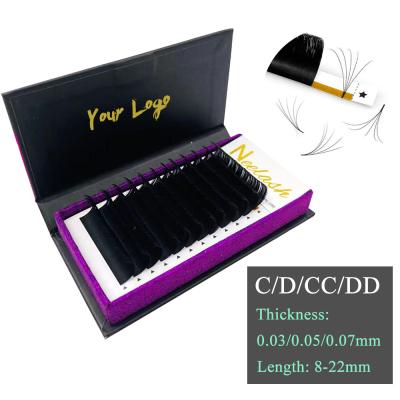 China Soft Easy Fans Eyelash Extensions Quickly Fanning Wicks Blooming Extension 0.06 Fan Eyelashes Extension for sale