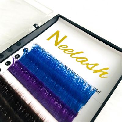 China Long Extension Natural Blue Brown Private Label 0.07 Lash Individual Color Eyelash Extensions for sale