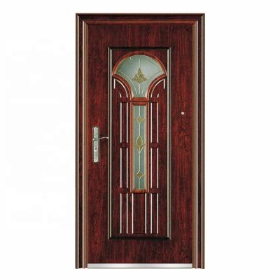 China Modern Cheap Exterior Single Metal Almirah Steel Door With Glass for sale