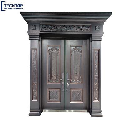 China TECHTOP modern decorative front exterior double cast aluminum leaf cilla door for sale