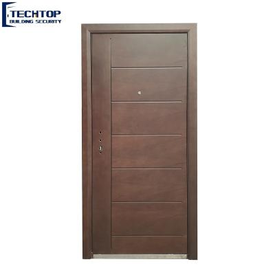 China Modern TECHTOP the same view inside and outside wooden steel armored door for sale