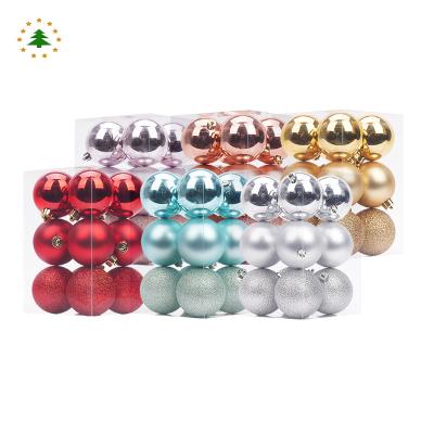 China In-stock 6cm Plastic Multi Color Christmas Tree Decoration Hanging Plastic Ball Set For Home Decoration for sale