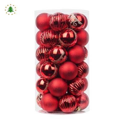 China Professional Custom Red Christmas Ball Plastic Ornament With Logo 6CM for sale