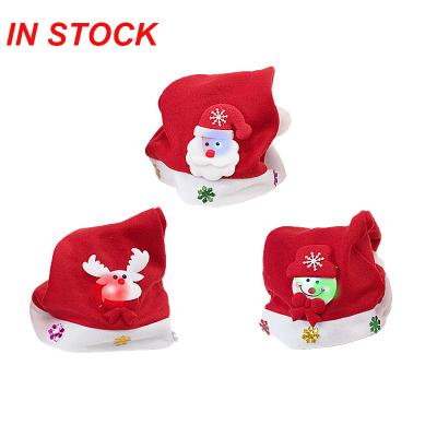 China Fabric Jintai Factory Wholesale 2022 Trend Product Fashion Design Merry Christmas Led Light Santa Hat For Adults for sale