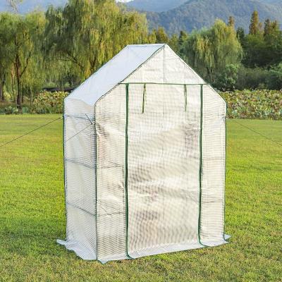 China Easily Assembled Small Greenhouse For Herb And Flower Portable Walk In Greenhouse With Shelving for sale