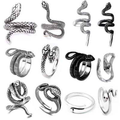 China Hot Sale Vintage Hiphop Amazon Ring Snake Shape Ring Jewelry Punk Set for sale