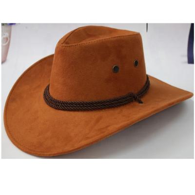 China Cowboy Faux Cowboy Zero Brim Cowboy Hat Leather Suedette Large Brim Hat Mexico Sombreros Party Hat for sale