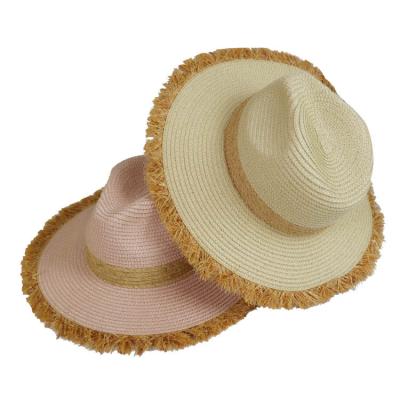 China Image Women Bundle Straw Hat Wide Brim Straw Panama Hat Summer Sun Beach Hat Floppy Sombreros for sale