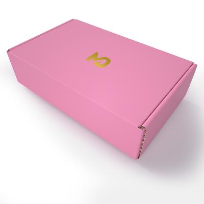 China Custom Logo Paper Shipping Gift Box Corrugated Pink Biodegradable Cardboard Ad Custom Packaging For Clothes Shirt Pants Dress for sale