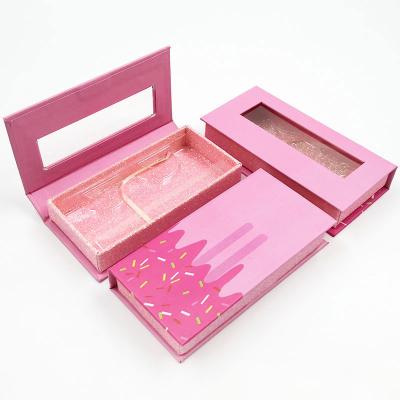 China Biodegradable Wholesale Eyelash Trays Vendors Clear Packaging Custom Eyelashe Pink Bulk Only Eyelashes And Logo Customize Boxes With Ribbon for sale