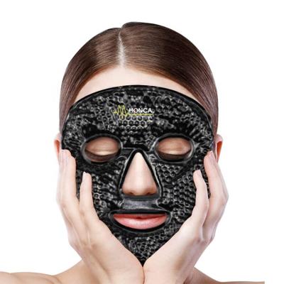 China Reusable Freezer Gel Face Mask Black Anti-Puffiness Full Face Cloth Face Mask for sale