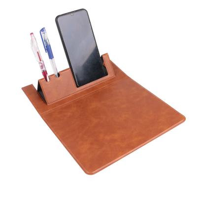 China Foldable Multifunctional High Quality Leather Mobile Phone Holder Radiation Protection Mouse Pad Custom Printing Logo for sale