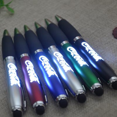 China Custom Branded Tip Promotional Pen Led Light Up Pen Gift Promotional Pen Custom Logo for sale