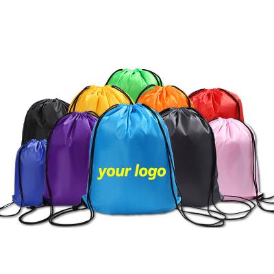 China Custom Logo Printing Polyester Drawstring Backpack Promotional Outdoor Casual Sport Gym Waterproof Bag for sale