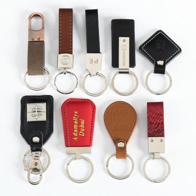 China Personalized Business Gifts Designer Custom Chains Environmentally Friendly Logo Genuine Blank Leather Key Chain for sale