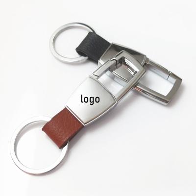 China Personalized Environmentally Friendly Leather Key Chain Logo Factory Design Business Gift Custom Made Genuine for sale