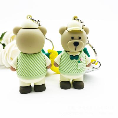 China Durable Custom Bear Cartoon PVC Rubber Animal Made Personalized Key Chains Business Gift for sale