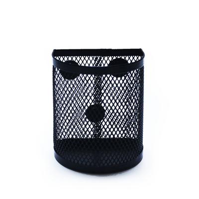 China Durable Custom Logo Home Office School Stationery Black Color Dangling Magnetic Wire Mesh Semicircular Metal Pen Holder For Desk for sale