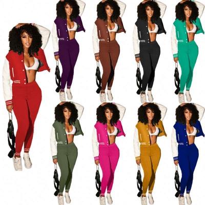 China Breathable Wholesale Custom Basketball Sweat Suits Color Matching Single Breasted Splicing Jacket Sets Long Sleeve Outfits Two Piece Set for sale