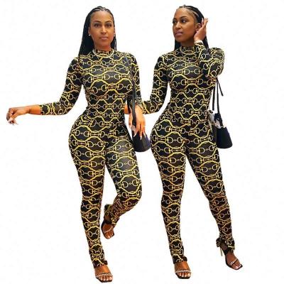 China Breathable New Arrivals Fashion Sexy Women's Paisley Print Overalls 2021 Luxury Casual Winter Long Form Overalls for sale