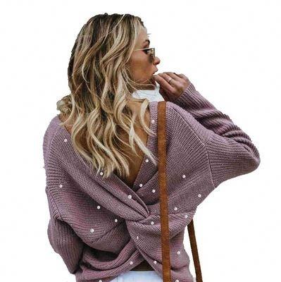 China Tops 2021 autumn breathable workmanship sexy clothing plus size women's blouses shirts long sleeve oversized pearl christmas knitted sweaters for sale