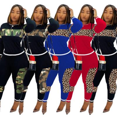 China Autumn 2021 new arrival women's casual clothes women's clothing QUICK DRY leopard long sleeve gym teams tracksuit for sale