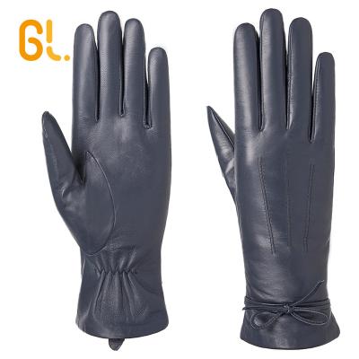 China Fashion Womens Sex Blue Soft Genuine Lambskin Dress Driving Leather Gloves Custom Made for sale