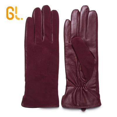 China Swedish Leather On Hand Cheap Women Genuine Suede Sheepskin Winter Back Driving Leather Gloves For Ladies for sale