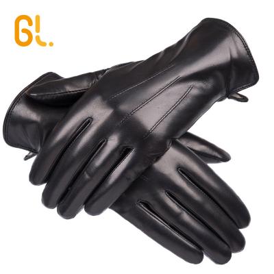 China Classic BW101 Wool Striping Women's Training Gloves Winter Black Ethiopian Sheepskin Leather Leather Gloves for sale