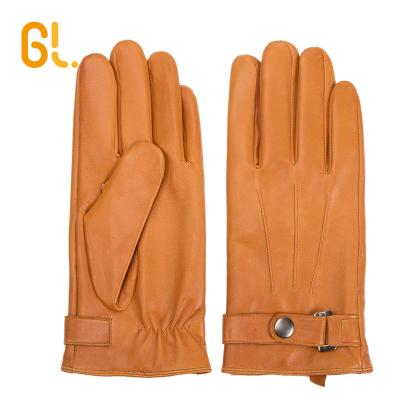 China Good Quality Ethiopian Motor Genuine Leather Gloves Yellow Sheepskin Mens Yellow Leather Gloves for sale