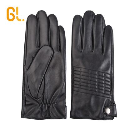 China Fashion Custom Genuine Sheepskin Driving Black Gloves Leather Mens For Winter for sale