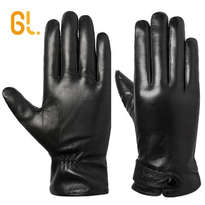 China Custom Genuine Leather Mesh Belt Mens Sheepskin Driving Touch Screen Winter Genuine Leather Gloves for sale