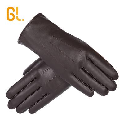 China BW201 A-W Wholesale Fashion Mens Ethiopia Simple Black Genuine Sheepskin Driving Wool Scratching Touch Screen Leather Gloves For Winter for sale