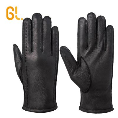 China 2018 GL22 Short Wrist High Quality Men's Real Deer Peel Handjob Leather Gloves For Hand Work for sale