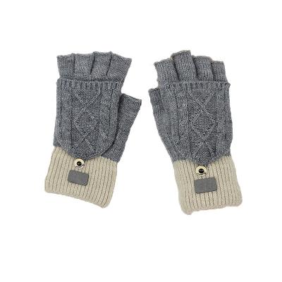 China GL112 Long Cuff Wadding Custom Winter Knitted Gloves Striped Fingerless Flip Cover Knit Touch Screen Gloves for sale