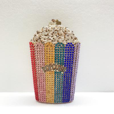 China PU Party Rhinestone Crystal Wispy Diamond-Studded Dinner Bag Evening Popcorn Shape Women Grab Bag for sale